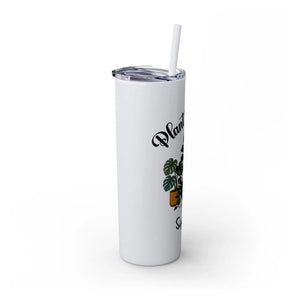 Personalized Plant Mama Tumbler 20oz | Custom Name Lover Gift | Insulated Skinny Travel Cup with Straw - Tumblers