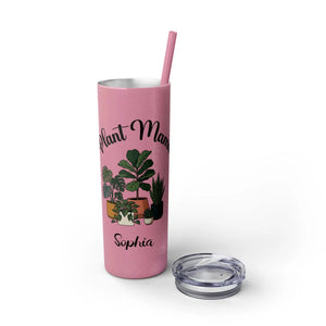 Personalized Plant Mama Tumbler 20oz | Custom Name Lover Gift | Insulated Skinny Travel Cup with Straw - Tumblers