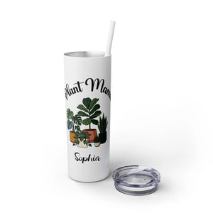 Personalized Plant Mama Tumbler 20oz | Custom Name Lover Gift | Insulated Skinny Travel Cup with Straw - Tumblers
