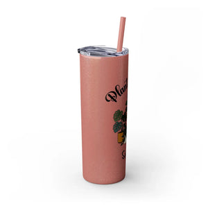 Personalized Plant Mama Tumbler 20oz | Custom Name Lover Gift | Insulated Skinny Travel Cup with Straw - Tumblers