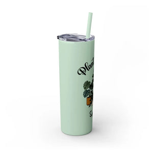 Personalized Plant Mama Tumbler 20oz | Custom Name Lover Gift | Insulated Skinny Travel Cup with Straw - Tumblers
