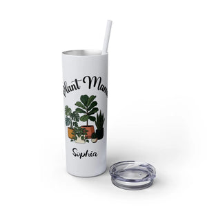 Personalized Plant Mama Tumbler 20oz | Custom Name Lover Gift | Insulated Skinny Travel Cup with Straw - Tumblers