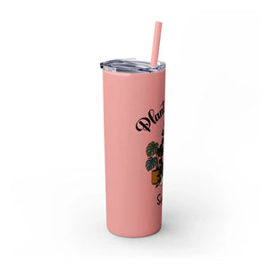 Personalized Plant Mama Tumbler 20oz | Custom Name Lover Gift | Insulated Skinny Travel Cup with Straw - Tumblers
