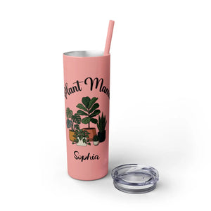 Personalized Plant Mama Tumbler 20oz | Custom Name Lover Gift | Insulated Skinny Travel Cup with Straw - Tumblers
