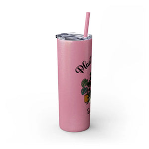 Personalized Plant Mama Tumbler 20oz | Custom Name Lover Gift | Insulated Skinny Travel Cup with Straw - Tumblers