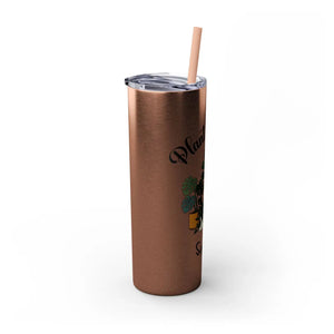Personalized Plant Mama Tumbler 20oz | Custom Name Lover Gift | Insulated Skinny Travel Cup with Straw - Tumblers