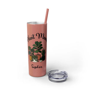Personalized Plant Mama Tumbler 20oz | Custom Name Lover Gift | Insulated Skinny Travel Cup with Straw - Tumblers