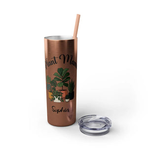 Personalized Plant Mama Tumbler 20oz | Custom Name Lover Gift | Insulated Skinny Travel Cup with Straw - Tumblers