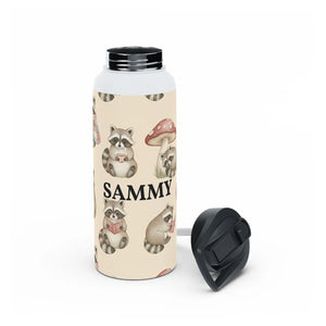 Personalized Raccoon Water Bottle, Cute Woodland Animals with Name - Bottles