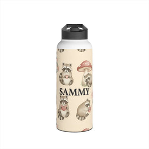 Personalized Raccoon Water Bottle, Cute Woodland Animals with Name - Bottles