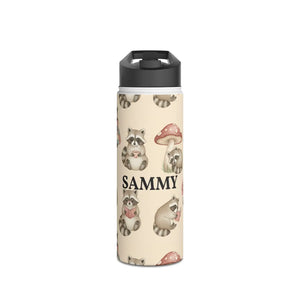 Personalized Raccoon Water Bottle, Cute Woodland Animals with Name - Bottles
