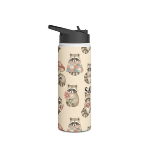 Personalized Raccoon Water Bottle, Cute Woodland Animals with Name - Bottles