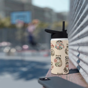 Personalized Raccoon Water Bottle, Cute Woodland Animals with Name - Bottles
