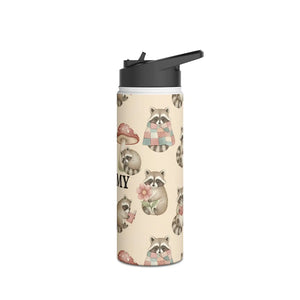Personalized Raccoon Water Bottle, Cute Woodland Animals with Name - Bottles