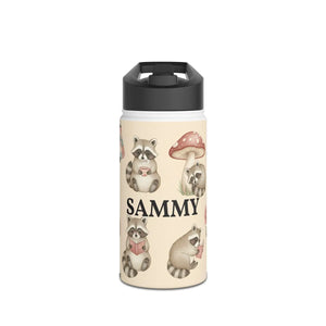 Personalized Raccoon Water Bottle, Cute Woodland Animals with Name - Bottles