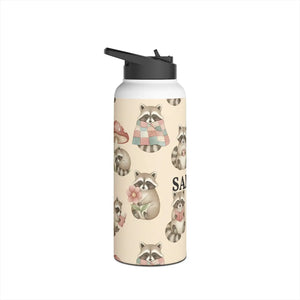 Personalized Raccoon Water Bottle, Cute Woodland Animals with Name - Bottles