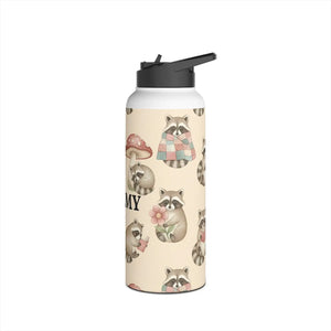 Personalized Raccoon Water Bottle, Cute Woodland Animals with Name - Bottles