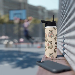 Personalized Raccoon Water Bottle, Cute Woodland Animals with Name - Bottles