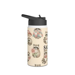 Personalized Raccoon Water Bottle, Cute Woodland Animals with Name - Bottles