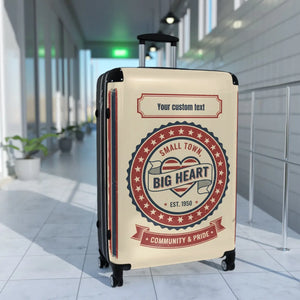 Personalized ?Small Town Big Heart’ Suitcase – Custom Text Carry-on Luggage - Suitcases