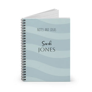 Personalized Blue Wave Spiral Notebook - 6x8 Journal - Dipaliz - Journals