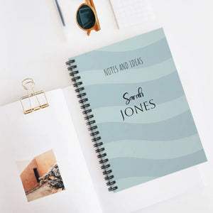 Personalized Blue Wave Spiral Notebook - 6x8 Journal - Dipaliz - Journals