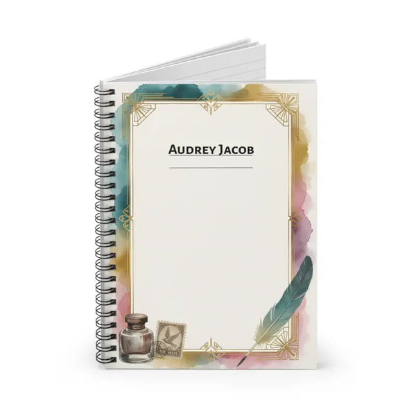 Personalized Watercolor Feather Spiral Notebook - Custom Journal - Dipaliz - one Size - Paper Products