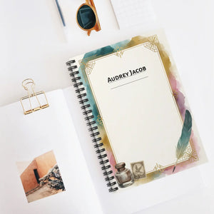 Personalized Watercolor Feather Spiral Notebook - Dipaliz - Journals