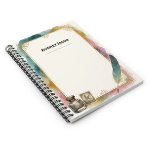 Personalized Watercolor Feather Spiral Notebook - Dipaliz - Journals