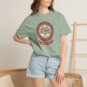 Personalized Year Big Heart Vintage Seal T-shirt - Small Town Community Pride Tee - T-shirts - m