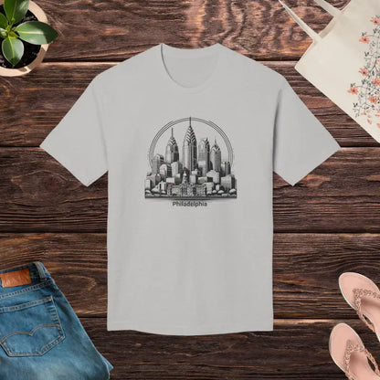 Philly Skyline Style Tee - Made in Usa - Dark Ash / s T-shirt