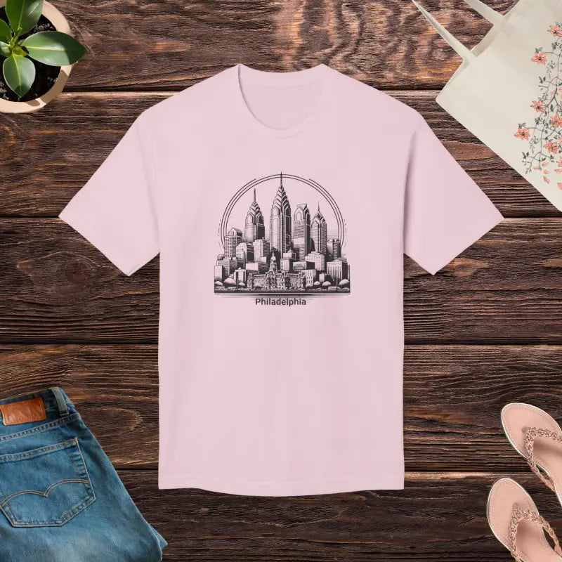 Philly Skyline Style Tee - Made in Usa - Pink / s T-shirt