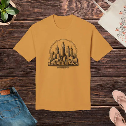 Philly Skyline Style Tee - Made in Usa - Gold / s T-shirt