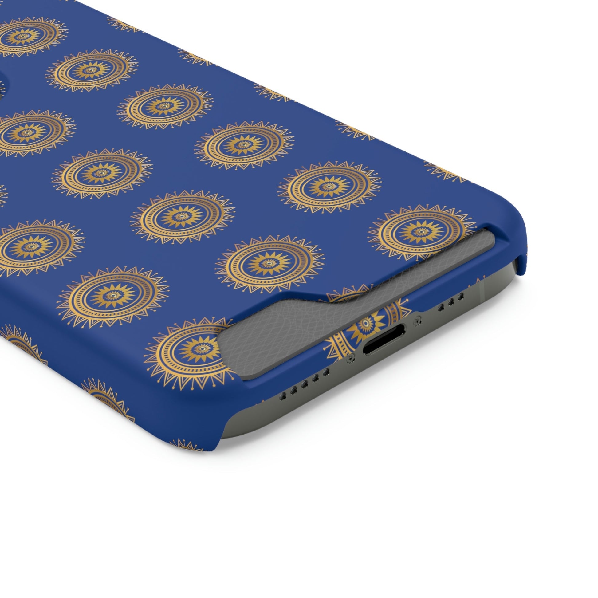 iDigitalStock, Mandal pattern on blue, Phone Case With Card Holder Phone Case