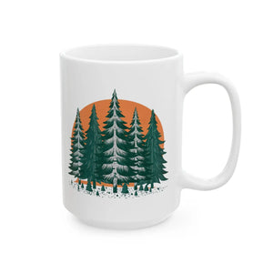 Cozy Pine Forest Ceramic Mug - Durable White - Dipaliz - Mugs