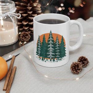 Cozy Pine Forest Ceramic Mug - Durable White - Dipaliz - Mugs