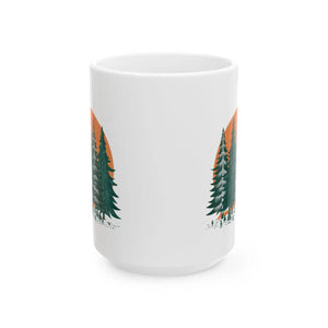 Cozy Pine Forest Ceramic Mug - Durable White - Dipaliz - Mugs