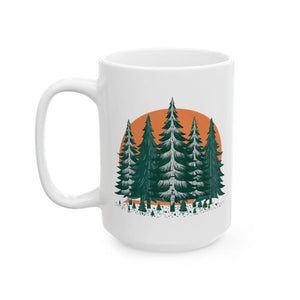 Cozy Pine Forest Ceramic Mug - Durable White - Dipaliz - Mugs