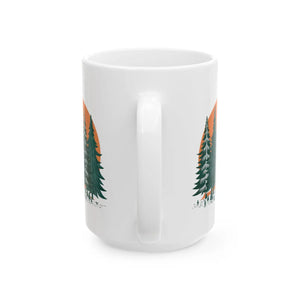 Cozy Pine Forest Ceramic Mug - Durable White - Dipaliz - Mugs
