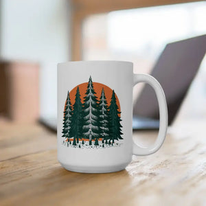 Pine Forest Ceramic Mug - Cozy Nature Design - Dipaliz - 15oz - Mugs