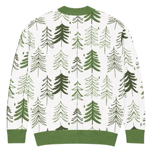 Pine Tree Print Cardigan Green Trim Outdoor Style - Dipaliz - Cardigans