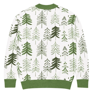 Pine Tree Print Cardigan Green Trim Outdoor Style - Dipaliz - Cardigans