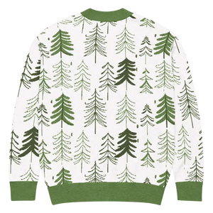 Pine Tree Print Cardigan Green Trim Outdoor Style - Dipaliz - Cardigans