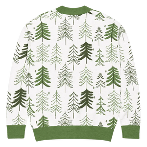 Pine Tree Print Cardigan Green Trim Outdoor Style - Dipaliz - Cardigans