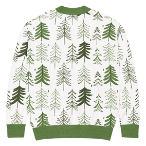 Pine Tree Print Cardigan Green Trim Outdoor Style - Dipaliz - Cardigans