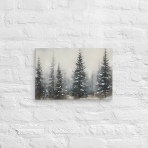Pine Trees Canvas Wall Art Snow Scene Modern Decor Dipaliz - 12″×18″ - Paintings
