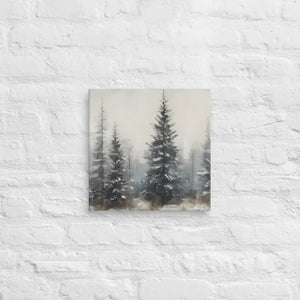 Pine Trees Canvas Wall Art Snow Scene Modern Decor Dipaliz - 14″×14″ - Paintings