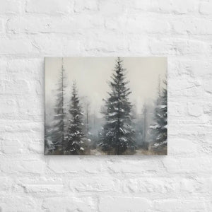 Pine Trees Canvas Wall Art Snow Scene Modern Decor Dipaliz - 16″×20″ - Paintings