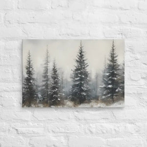 Pine Trees Canvas Wall Art Snow Scene Modern Decor Dipaliz - 16″×24″ - Paintings