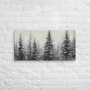 Pine Trees Canvas Wall Art Snow Scene Modern Decor Dipaliz - 16″×32″ - Paintings